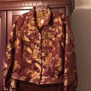 Vintage jean-type jacket with golden brocade pattern